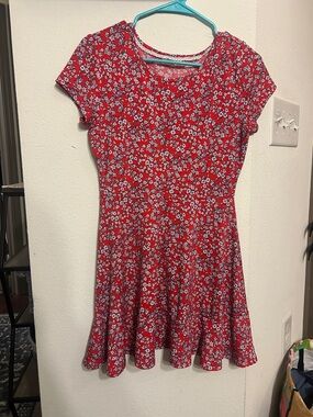 Copper Key Red Floral Casual Skater Dress